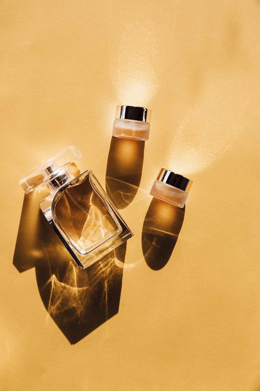 Perfume bottle still life with soft shadows